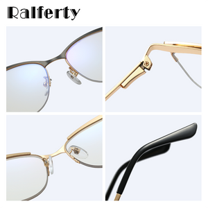 Ralferty 2022 Retro Del Computer Luce Blu Occhiali Telaio Donne Decorativi In Metallo Trasparente Anti-Riflesso Femminile Montatura per occhiali F95661 