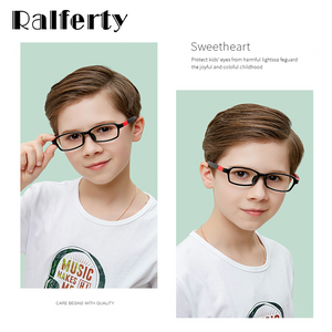 Ralferty Anti Radiation Glasses for Kids Children Optic Eyeglasses Frame Super Flexible Silicone Temples Gift Ear Hook D5120