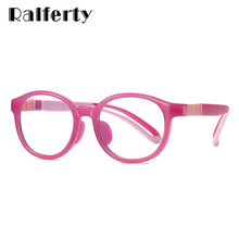 Load image into Gallery viewer, Ralferty Children&#39;s Glasses Silicone Myopia Optic Frame Pink Round Spectacles Eye Protection Computer Glasses Blue Light D5118