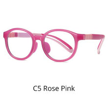 Load image into Gallery viewer, Ralferty Children&#39;s Glasses Silicone Myopia Optic Frame Pink Round Spectacles Eye Protection Computer Glasses Blue Light D5118
