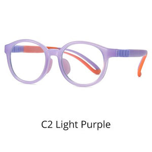 Ralferty Children's Glasses Silicone Myopia Optic Frame Pink Round Spectacles Eye Protection Computer Glasses Blue Light D5118