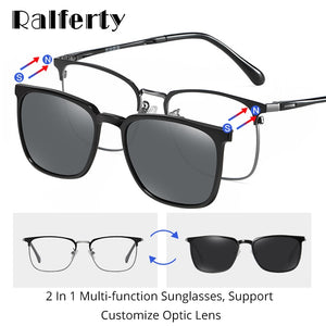 Ralferty Clip On Glasses Frames Magnetic Sunglass Clips Polar Optics Men 2 In 1 TR90 Sun Glasses Women Optical 0 Degree Z8030