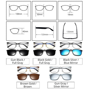 Ralferty Clip On Glasses Frames Magnetic Sunglass Clips Polar Optics Men 2 In 1 TR90 Sun Glasses Women Optical 0 Degree Z8030