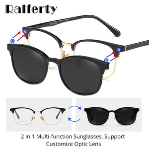 Ralferty Custom Prescription Sunglasses Women Magnet Sunshade Polarized Clip On Sun Glasses Eyeglasses Frame For Woman Z8025