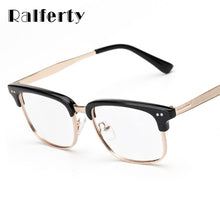 Load image into Gallery viewer, Ralferty Designer Unisex Gold Rimmed Glasses Frame With Clear Lens Women Men Square Eyeglasses Myopia Optic Frame oculos de grau
