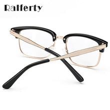 Load image into Gallery viewer, Ralferty Designer Unisex Gold Rimmed Glasses Frame With Clear Lens Women Men Square Eyeglasses Myopia Optic Frame oculos de grau