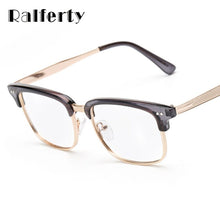 Load image into Gallery viewer, Ralferty Designer Unisex Gold Rimmed Glasses Frame With Clear Lens Women Men Square Eyeglasses Myopia Optic Frame oculos de grau