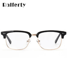 Load image into Gallery viewer, Ralferty Designer Unisex Gold Rimmed Glasses Frame With Clear Lens Women Men Square Eyeglasses Myopia Optic Frame oculos de grau