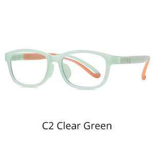 Ralferty Flexible Children Eyeglasses Non-slip No Diopter Optical Prescription Glasses Frame Blue Light Glasses Silicone D5121