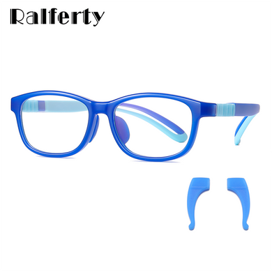 Ralferty Flexible Children Eyeglasses Non-slip No Diopter Optical Prescription Glasses Frame Blue Light Glasses Silicone D5121