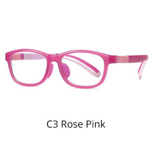 Ralferty Flexible Children Eyeglasses Non-slip No Diopter Optical Prescription Glasses Frame Blue Light Glasses Silicone D5121