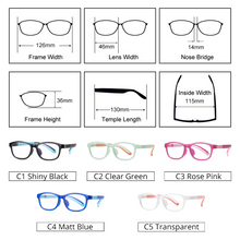 Load image into Gallery viewer, Ralferty Flexible Children Eyeglasses Non-slip No Diopter Optical Prescription Glasses Frame Blue Light Glasses Silicone D5121
