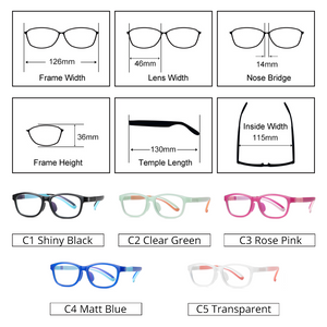Ralferty Flexible Children Eyeglasses Non-slip No Diopter Optical Prescription Glasses Frame Blue Light Glasses Silicone D5121