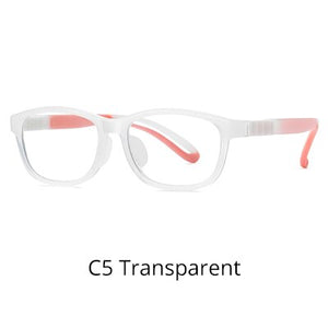 Ralferty Flexible Children Eyeglasses Non-slip No Diopter Optical Prescription Glasses Frame Blue Light Glasses Silicone D5121