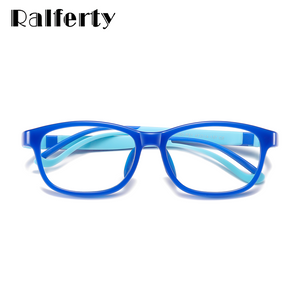 Ralferty Flexible Children Eyeglasses Non-slip No Diopter Optical Prescription Glasses Frame Blue Light Glasses Silicone D5121