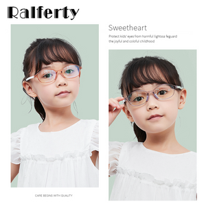 Ralferty Flexible TR90 Optic Eyeglass Frame Kids Clear No Diopter Glasses for Child Bluelight Prescription Glasses Frames D5110