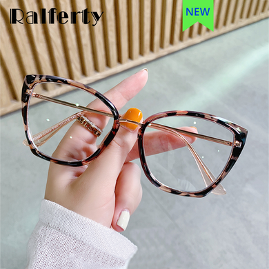 Ralferty  TR90 Women's Eyeglass Frame 2023 Oversized Anti Blue Light Glasses Female Spectacle Frames Spring Leg