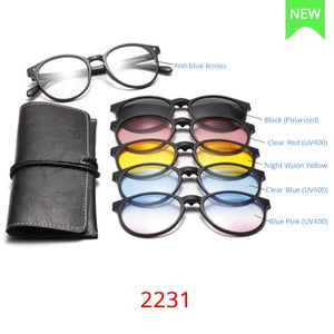 Ralferty Magnet Sunglasses Men Women 2022 Luxury Brand Male Polarized UV400 High Quality 5 in 1 Clip On Grade Glasses Frame
