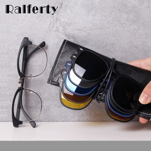 Ralferty Magnet Sunglasses Men Women 2022 Luxury Brand Male Polarized UV400 High Quality 5 in 1 Clip On Grade Glasses Frame