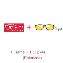 Carica l'immagine nel visualizzatore di Gallery, Ralferty Magnetic Sunglasses Men 5 In 1 Polarized Clip On Sunglass Women Square Sunglases Ultra-Light Night Vision Glasses A8804