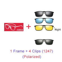 Carica l'immagine nel visualizzatore di Gallery, Ralferty Magnetic Sunglasses Men 5 In 1 Polarized Clip On Sunglass Women Square Sunglases Ultra-Light Night Vision Glasses A8804
