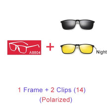 Carica l'immagine nel visualizzatore di Gallery, Ralferty Magnetic Sunglasses Men 5 In 1 Polarized Clip On Sunglass Women Square Sunglases Ultra-Light Night Vision Glasses A8804