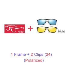 Carica l'immagine nel visualizzatore di Gallery, Ralferty Magnetic Sunglasses Men 5 In 1 Polarized Clip On Sunglass Women Square Sunglases Ultra-Light Night Vision Glasses A8804
