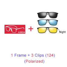 Carica l'immagine nel visualizzatore di Gallery, Ralferty Magnetic Sunglasses Men 5 In 1 Polarized Clip On Sunglass Women Square Sunglases Ultra-Light Night Vision Glasses A8804