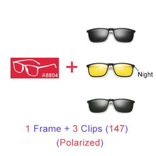Carica l'immagine nel visualizzatore di Gallery, Ralferty Magnetic Sunglasses Men 5 In 1 Polarized Clip On Sunglass Women Square Sunglases Ultra-Light Night Vision Glasses A8804