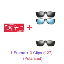 Carica l'immagine nel visualizzatore di Gallery, Ralferty Magnetic Sunglasses Men 5 In 1 Polarized Clip On Sunglass Women Square Sunglases Ultra-Light Night Vision Glasses A8804