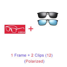 Carica l'immagine nel visualizzatore di Gallery, Ralferty Magnetic Sunglasses Men 5 In 1 Polarized Clip On Sunglass Women Square Sunglases Ultra-Light Night Vision Glasses A8804