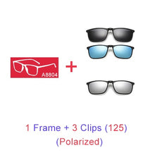 Carica l'immagine nel visualizzatore di Gallery, Ralferty Magnetic Sunglasses Men 5 In 1 Polarized Clip On Sunglass Women Square Sunglases Ultra-Light Night Vision Glasses A8804