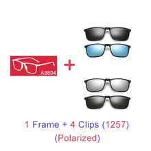 Carica l'immagine nel visualizzatore di Gallery, Ralferty Magnetic Sunglasses Men 5 In 1 Polarized Clip On Sunglass Women Square Sunglases Ultra-Light Night Vision Glasses A8804