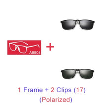 Carica l'immagine nel visualizzatore di Gallery, Ralferty Magnetic Sunglasses Men 5 In 1 Polarized Clip On Sunglass Women Square Sunglases Ultra-Light Night Vision Glasses A8804