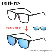 Carica l'immagine nel visualizzatore di Gallery, Ralferty Magnetic Sunglasses Men 5 In 1 Polarized Clip On Sunglass Women Square Sunglases Ultra-Light Night Vision Glasses A8804