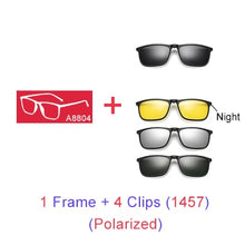 Carica l'immagine nel visualizzatore di Gallery, Ralferty Magnetic Sunglasses Men 5 In 1 Polarized Clip On Sunglass Women Square Sunglases Ultra-Light Night Vision Glasses A8804
