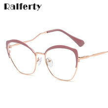 Carica l&#39;immagine nel visualizzatore di Gallery, Ralferty Pink Eyeglasses Women&#39;s Frame Metal Points 2019 Spectacle Glases Zero No Diopter Glasses Frames For Optical Lens F95546