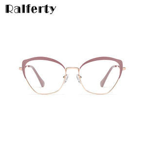 Ralferty Pink Eyeglasses Women's Frame Metal Points 2019 Spectacle Glases Zero No Diopter Glasses Frames For Optical Lens F95546
