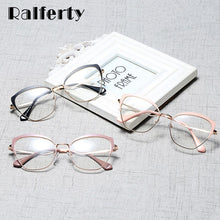 Carica l&#39;immagine nel visualizzatore di Gallery, Ralferty Pink Eyeglasses Women&#39;s Frame Metal Points 2019 Spectacle Glases Zero No Diopter Glasses Frames For Optical Lens F95546