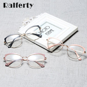 Ralferty Pink Eyeglasses Women's Frame Metal Points 2019 Spectacle Glases Zero No Diopter Glasses Frames For Optical Lens F95546