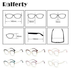 Ralferty Pink Eyeglasses Women's Frame Metal Points 2019 Spectacle Glases Zero No Diopter Glasses Frames For Optical Lens F95546