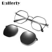 Load image into Gallery viewer, Ralferty Polygon Glasses Frame Magnetic Sunglass Clip On Eyeglasses Prescription Sunglasses Women Myopia Ladies 0 Degree Z8051