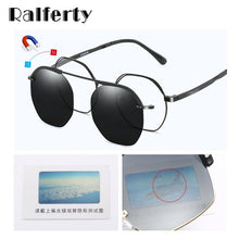 Load image into Gallery viewer, Ralferty Polygon Glasses Frame Magnetic Sunglass Clip On Eyeglasses Prescription Sunglasses Women Myopia Ladies 0 Degree Z8051