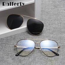 Load image into Gallery viewer, Ralferty Prescription Sunglasses Women Men Polarized Clip On Glasses Pilot Myopia Ladies Spectacle Frame 0 Degree Z17208