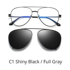 Ralferty Prescription Sunglasses Women Men Polarized Clip On Glasses Pilot Myopia Ladies Spectacle Frame 0 Degree Z17208