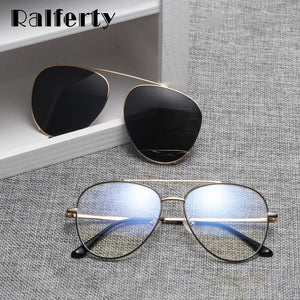 Ralferty Prescription Sunglasses Women Men Polarized Clip On Glasses Pilot Myopia Ladies Spectacle Frame 0 Degree Z17208