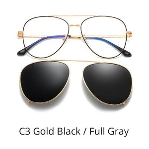 Ralferty Prescription Sunglasses Women Men Polarized Clip On Glasses Pilot Myopia Ladies Spectacle Frame 0 Degree Z17208