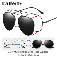 Load image into Gallery viewer, Ralferty Prescription Sunglasses Women Men Polarized Clip On Glasses Pilot Myopia Ladies Spectacle Frame 0 Degree Z17208