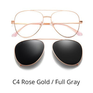 Ralferty Prescription Sunglasses Women Men Polarized Clip On Glasses Pilot Myopia Ladies Spectacle Frame 0 Degree Z17208