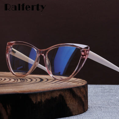 Ralferty Quality TR90 Glasses Frame Female Prescription Glasses Transparent Red Blue Light Glasses With Spring NO Grade Glasses